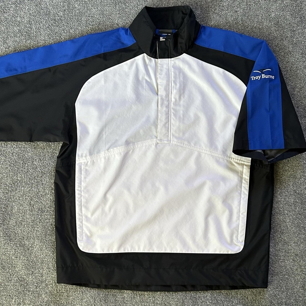 FootJoy DryJoys‎ Jacket Mens Large Blue Short Sleeve 1/2 Zip Golf Troy Burne
